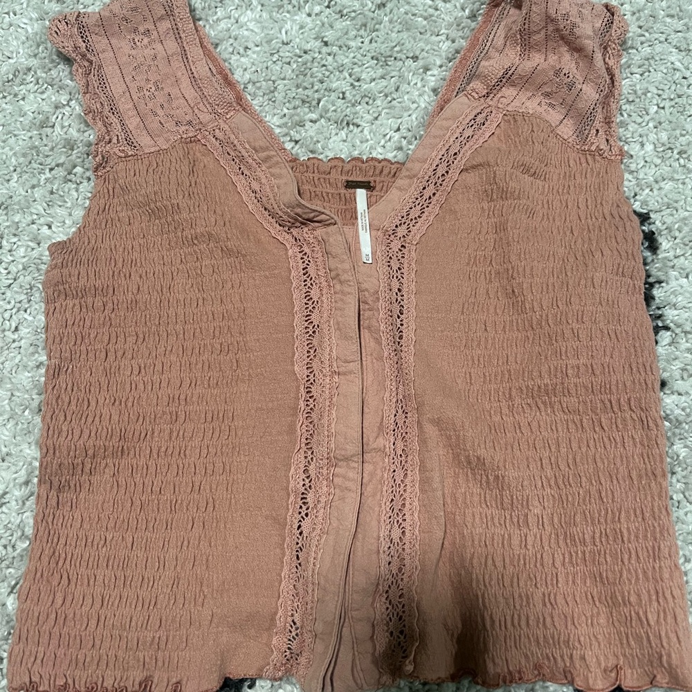 Women's Lace Trimmed Free People Top in Pink